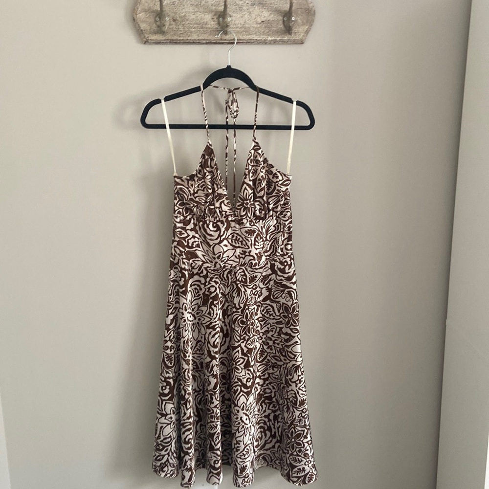 Alyn Paige Brown & White Floral Halter Sundress, Size 5/6